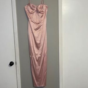 COPY - Pink satin long gown dress, brand new without tags, never worn ! Corset …